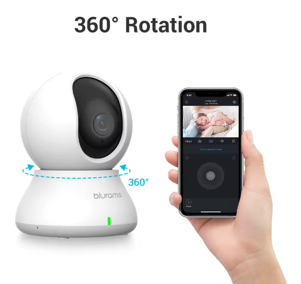 Telecamera di Sorveglianza Wi-Fi Blurams 360° con Visione Notturna
