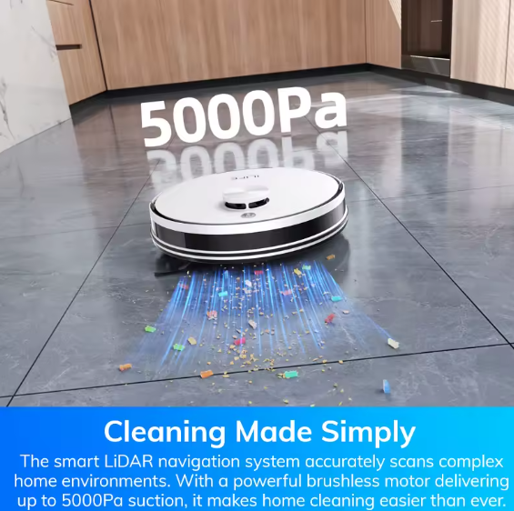 Robot Aspirapolvere e Lavapavimenti 5000Pa con Stazione di Autosvuotamento