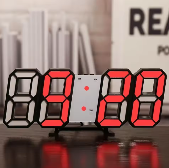 Orologio digitale LED da tavolo/parete con sveglia, temperatura e data