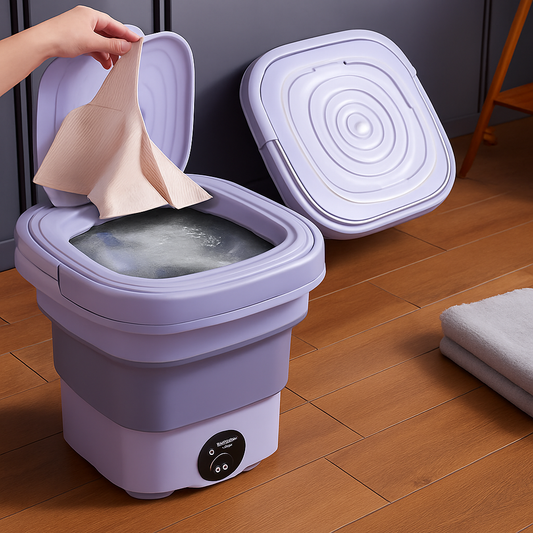 Mini Lavatrice Portatile 8L Viola – Pieghevole, Compatta & con Centrifuga