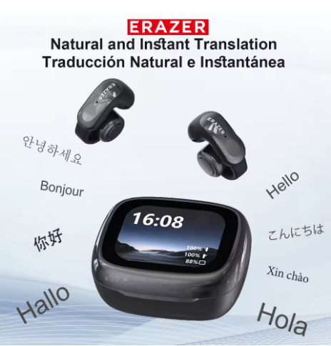 🌍 ERAZER – Traduttore Istantaneo con Auricolari Bluetooth 🎧💬