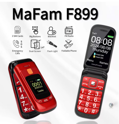 📱 MaFam F899 – Telefono a Conchiglia con Tasti Grandi per Anziani, Persone con Disabilità e Difficoltà Visive – Un vero Salvavita