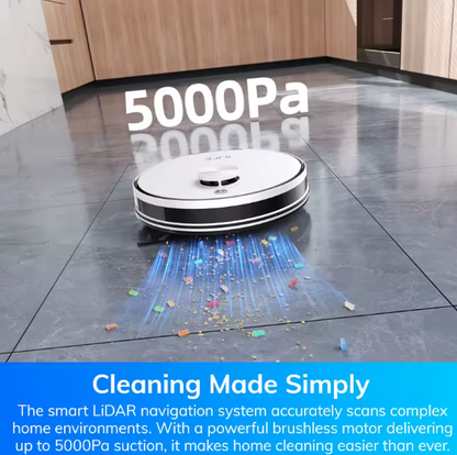 Robot Aspirapolvere e Lavapavimenti 5000Pa con Stazione di Autosvuotamento