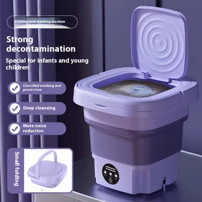 Mini Lavatrice Portatile 8L Viola – Pieghevole, Compatta & con Centrifuga
