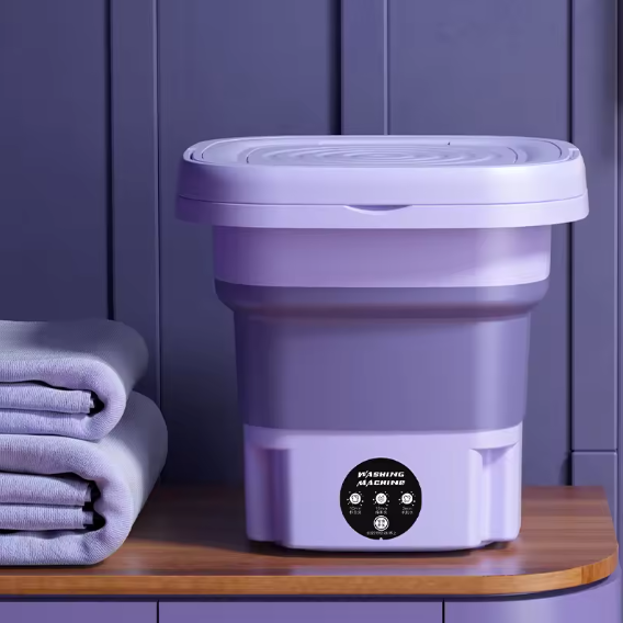 Mini Lavatrice Portatile 8L Viola – Pieghevole, Compatta & con Centrifuga